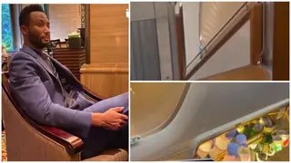 Mikel Obi Flies Expensive Plane on Business Class, Shows Off Exquisite Compartment, Staircase