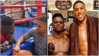 Boxing sensation Seth Gyimah spotted teaching Anthony Joshua a Ghanaian language
