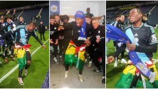 Fatawu Issahaku Lights Up Leicester's Dressing Room With Azonto Dance after Championship Win: Video