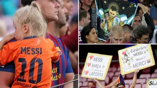 Barcelona fans chant Lionel Messi's name during La Liga fixture against Atletico; Video
