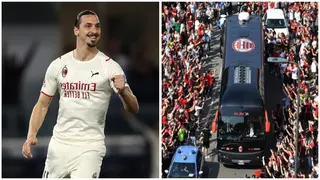 Zlatan Ibrahimovic smashes team bus' window AC Milan close in on first Serie A title in 11 years