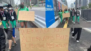 Confusion as Nigerian Athletes storm the streets of Tokyo to protest their disqualification from Olympics