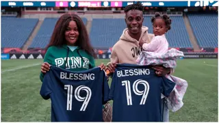 Heartwarming moment Ghanaian forward Latif Blessing is reunited with family in the USA