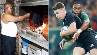 South African All Blacks "supporter" disgracefully burns jersey after thumping by Springboks