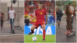 Footage of Spain midfielder Rodri riding scooter with his girlfriend on the streets of Doha emerges