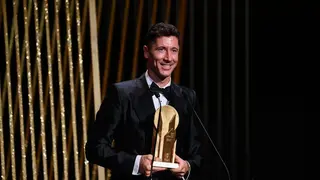 Robert Lewandowski wins prestigious Gerd Müller award at Ballon d'Or as best striker in the world last year