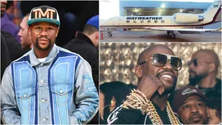 Floyd Mayweather shows off his customized private jet and diamond encrusted jewellery