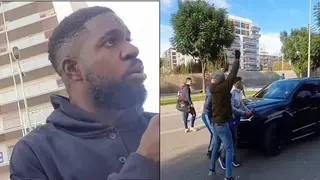 Barcelona Star Samuel Umtiti Confronts Angry Fans Who Climbed his Car and Blocked Him From Going Home