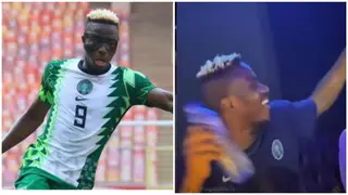 Osimhen spotted dancing, singing during initiation of 3 players into Super Eagles; Video
