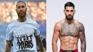 Sergio Ramos hangs out backstage with Spanish fighter Ilia Topuria at UFC Jacksonville