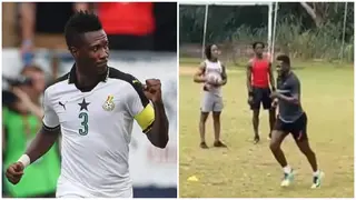 Footage of 36-year-old Asamoah Gyan training after declaring desire to play at the World Cup spotted