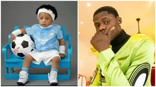MohBad: Amid DNA Drama, Late Singer’s Son Liam Looks Dapper in Man City Kit As He Clocks 1