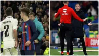 Watch Barcelona coach Xavi and Real Madrid defender Carvajal in touchline bust up