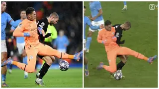 Reactions as Man City star escapes red card after tackle on Leipzig player