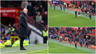 Video shows lonely Ten Hag standing helplessly on the pitch after Bournemouth defeat