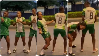 Super Falcons Captain Oshoala Spotted Twerking to Popular Nigerian Hit Song Alongside Ordega, 2 Others