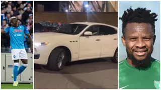 Super Eagles Star Drives Maserati to Napoli To Watch Victor Osimhen, Video