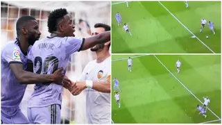 Valencia player deliberately kicks ball to knock Vinicius Junior over