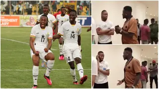 Ghana legend Asamoah Gyan spotted giving Semenyo scoring tips after Angola game; Video