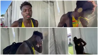 Video of Ghanaian athlete Alex Amankwah shedding uncontrollable tears after disqualification emerges