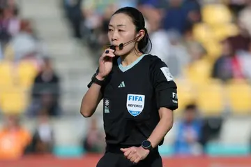 Japan's Yoshimi Yamashita referees a match at the Women's World Cup