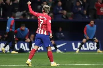 Atletico Madrid's French forward Antoine Griezmann celebrates after scoring what proved the winner against Real Mallorca