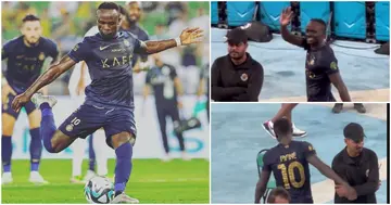 Sadio Mane scores for Al-Nassr against Ohod; Mane acknowledges the fans who cheered him on.