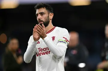 Leading by example: Manchester United captain Bruno Fernandes scored the only goal against Burnley