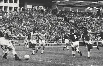 Pele, right, became the youngest World Cup scorer when he beat Welsh goalkeeper Jack Kelsey to hit the only goal of the World Cup quarter-final in June 1958