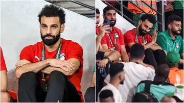 Mohamed Salah watched the AFCON Group B match between Cape Verde and Egypt from the bench at Felix Houphouet Boigny Stadium in Abidjan.