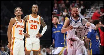 Trae Young, John Collins, Stephen Curry, Hawks, Warriors