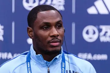 Odion Ighalo talks during the Press Conference prior a match in Tangier, Morocco