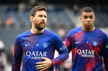 Paris Saint-Germain teammates Lionel Messi (left) and Kylian Mbappe will go head to head in the World Cup final