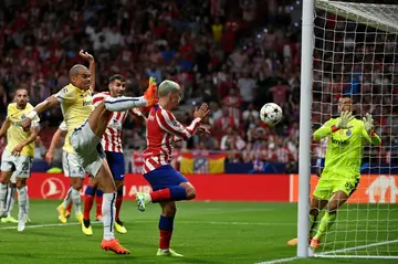 Antoine Griezmann (C) came off the bench to hit a very late winner for Atletico