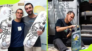 Mason Silva with his skatong decks designs