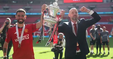 Erik ten Hag is set to remain Man United boss beyond the summer. The Dutchman helped the club win the FA Cup. Photo by Crystal Pix.