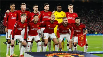 Manchester United team group before their UEFA Champions League match against FC Bayern Munchen at Old Trafford. Photo by James Baylis.
