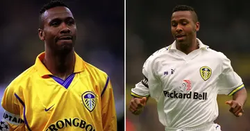 Lucas Radebe in his Leeds United kits. 