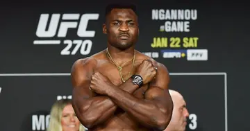Francis Ngannou with the Black Panther salute.