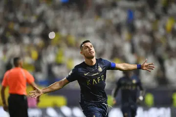 Cristiano Ronaldo celebrates scoring for Al-Nassr in a recent Saudi Pro League clash. He is also the league's top player for August.