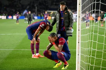 Barcelona's Brazilian forward Raphinha hit three goals in the PSG tie but his side were eliminated
