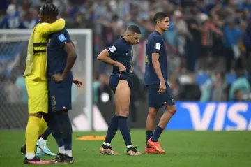 Kylian Mbappe with Raphael Varane after France lost Sunday's World Cup final to Argentina on penalties