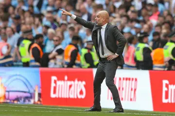 Pep Guardiola led Manchester City to a 2-1 defeat against rivals Man United in the FA Cup final. Photo by Robin Jones.