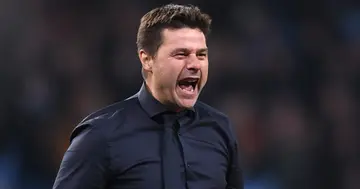 Mauricio Pochettino celebrates at the end of the match during the UEFA Champions League Quarter Final second leg match between Manchester City and Tottenham Hotspur (Photo by Laurence Griffiths/Getty Images)