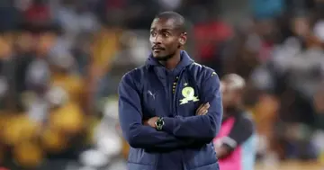 Rulani Mokwena on the touchline.