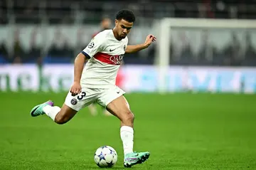 Warren Zaire-Emery in action for Paris Saint-Germain against AC Milan in the Champions League this week