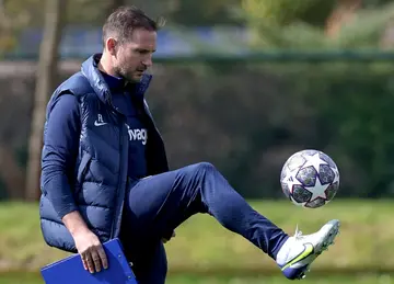 Frank Lampard takes a Chelsea training session ahead of their Champions League clash with Real Madrid