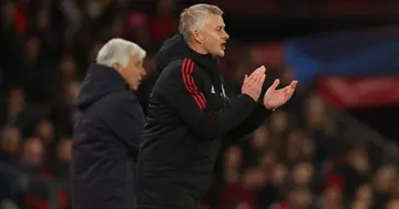 Solskjaer gestures during a Man United match. Photo: Getty Images.