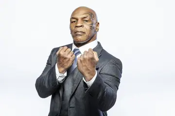 Legendary boxer Mike Tyson poses.