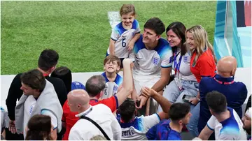 Harry Maguire with his family after the FIFA World Cup match between England and the USA at the Al Bayt Stadium in Al Khor, Qatar on November 25, 2022.